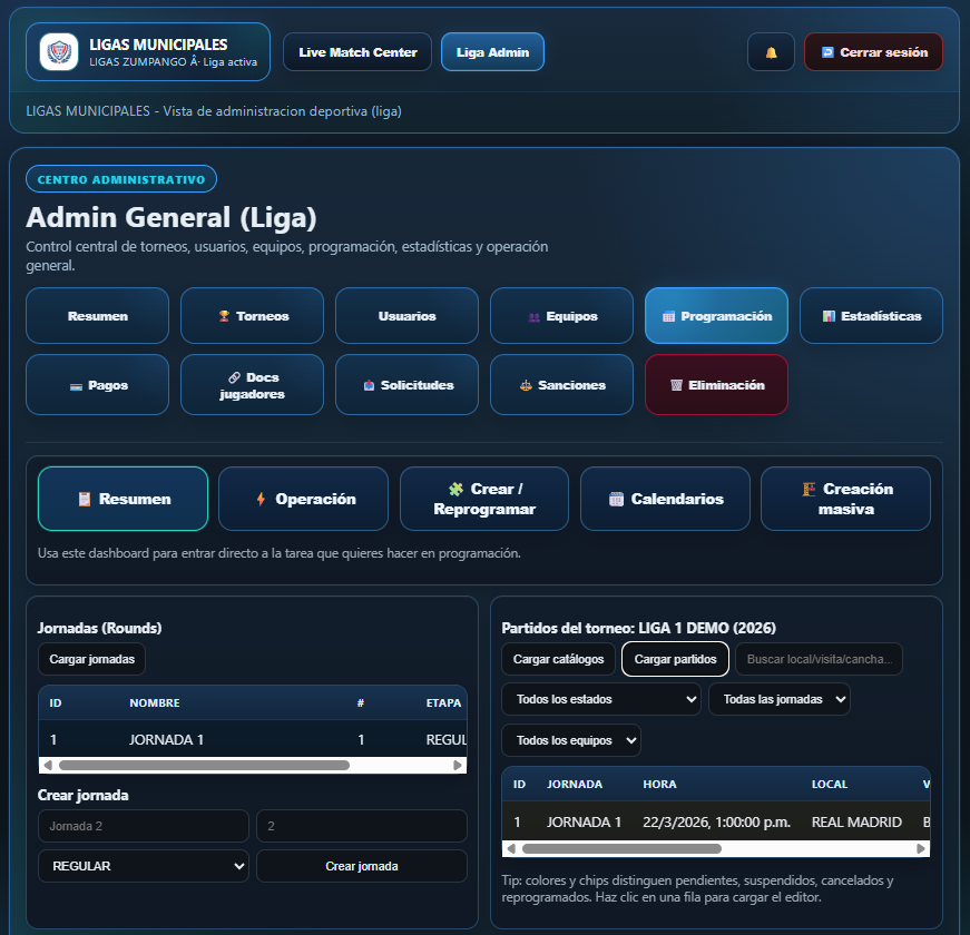 Programacion deportiva